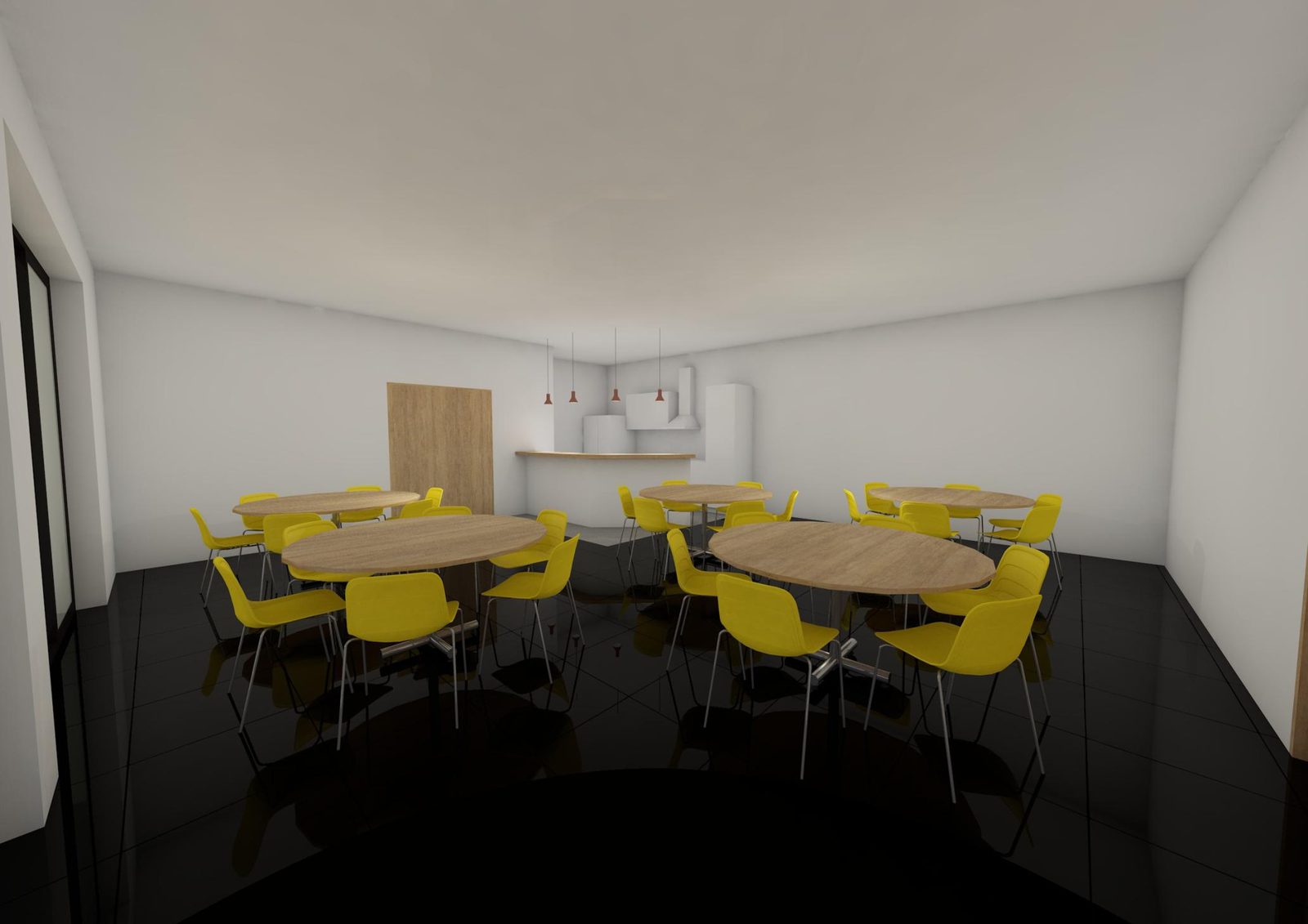 La salle commune, vue vers le bar-cuisine